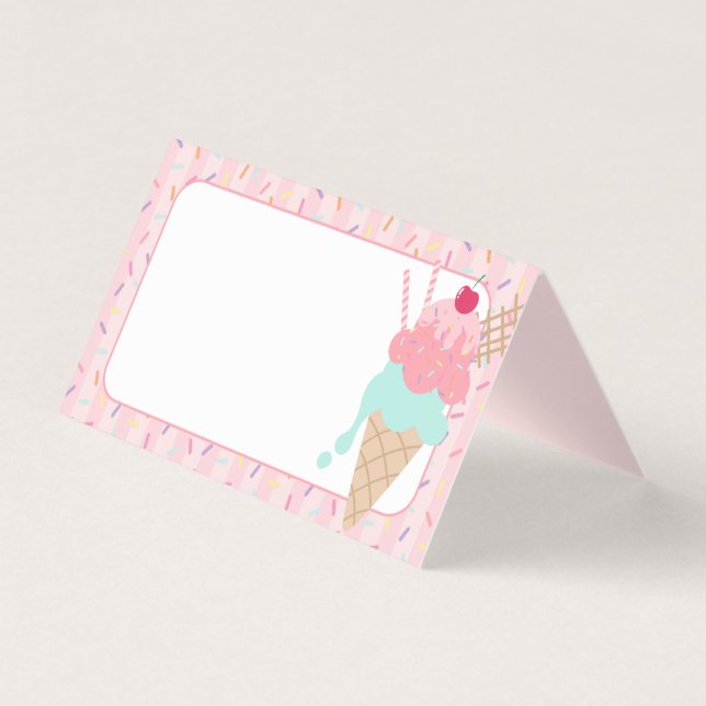 Ice Cream Sundae Heres the Scoop Place Cards (Front)