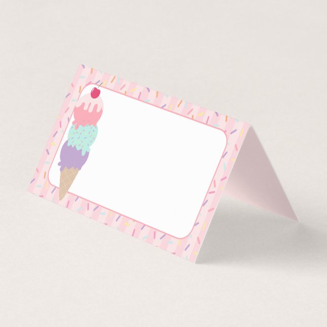 Ice Cream Sundae Heres the Scoop Place Cards (Front)