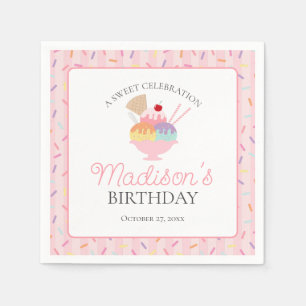 Ice Cream Sundae Heres the Scoop Sweet Birthday Napkin