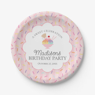 Ice Cream Sundae Heres the Scoop Sweet Birthday Paper Plate