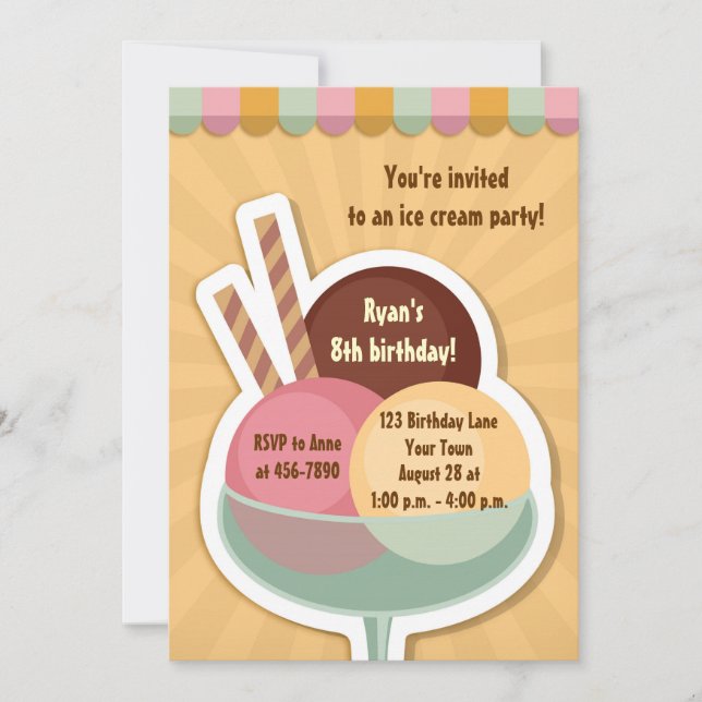 Ice Cream Sundae Invitation (Front)