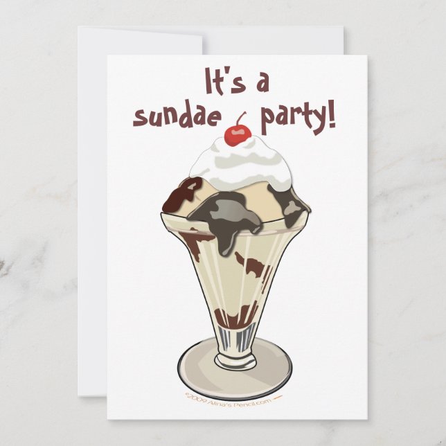 Ice Cream Sundae Party Invitations (Hot Fudge) (Front)
