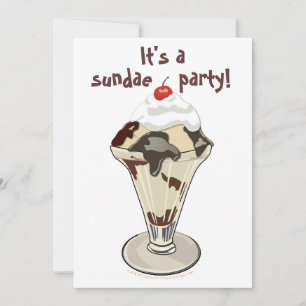 Ice Cream Sundae Party Invitations (Hot Fudge)