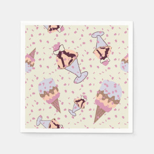 Ice Cream Sundae Pastel Summer Pattern Napkin