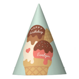 Ice Cream Sundae Personalised Kids Birthday Party Hat