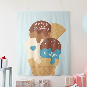 Ice Cream Sundae Personalised Kids Birthday Party Tapestry