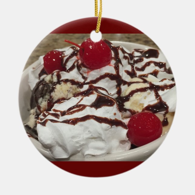Ice Cream Sundae Photo Ceramic Tree Decoration (Front)