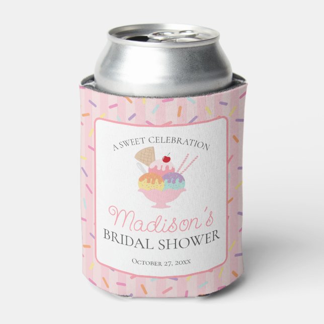 Ice Cream Sundae Scooped Up Bridal Shower Favour Can Cooler (Can Front)