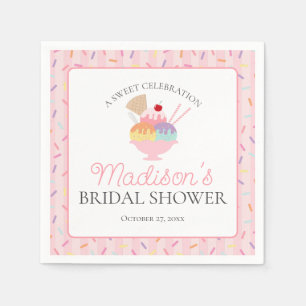 Ice Cream Sundae Scooped Up Bridal Shower Napkin