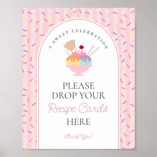 Ice Cream Sundae Scooped Up Share a Recipe Sign (Front)