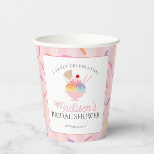 Ice Cream Sundae Scooped Up Sweet Bridal Shower Paper Cups
