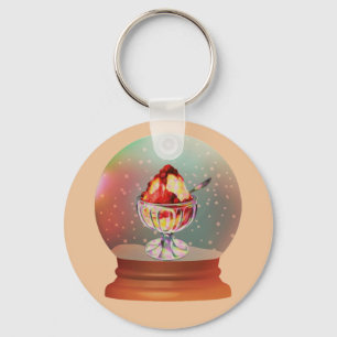 Ice cream Sundae snow globe keychain