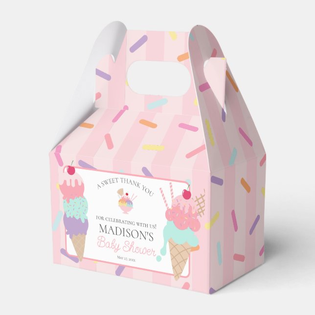 Ice Cream Sundae Sprinkled Baby Shower Favour Box (Front Side)