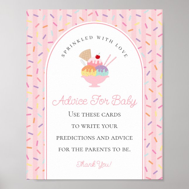 Ice Cream Sundae Sprinkled with Love Baby Advice Poster (Front)