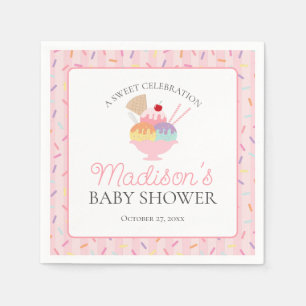 Ice Cream Sundae Sprinkled with Love Baby Shower Napkin