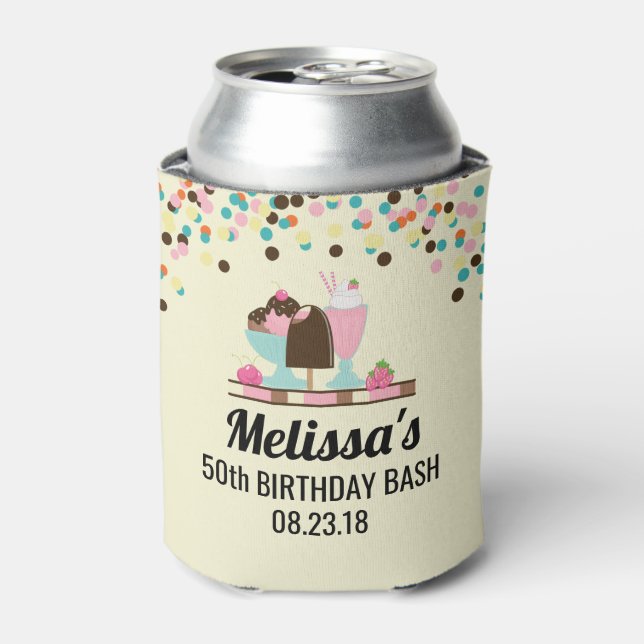 Ice Cream Sundae Summery Treats Birthday Bash Can Cooler (Can Front)