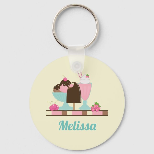 Ice Cream Sundae Summery Treats Custom Key Ring (Front)