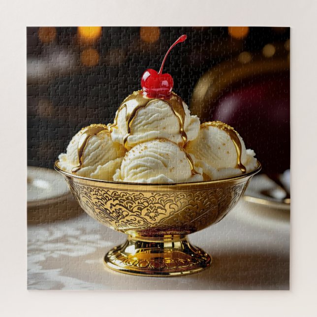 Ice Cream Sundae with Gold Syrup Blank Jigsaw Puzzle (Vertical)