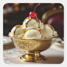 Ice Cream Sundae with Gold Syrup Blank
