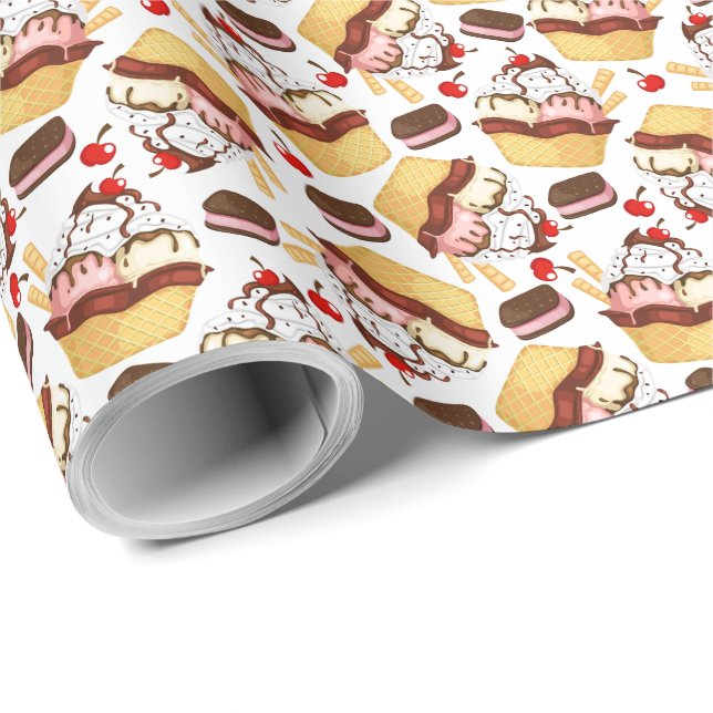 Ice Cream Sundae Wrapping Paper (Roll Corner)