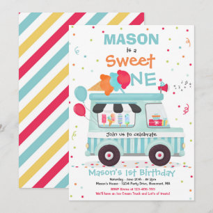 Ice Cream Sweet Birthday Ice Cream Truck Invitation