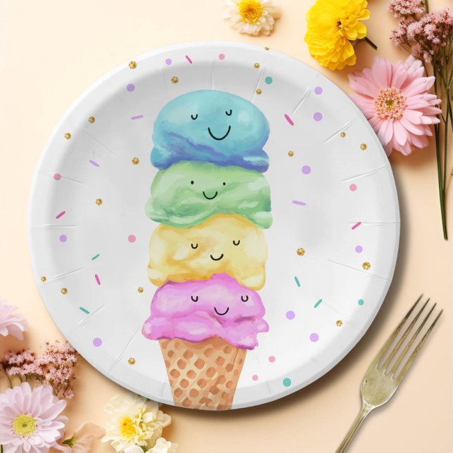Ice Cream Sweet Birthday Party Paper Plates (Creator Uploaded)