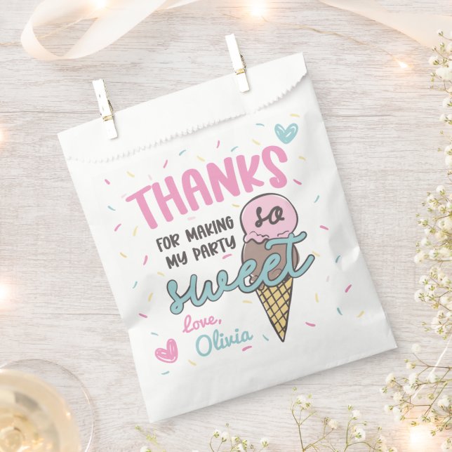 Ice Cream Sweet Celebration Birthday Thank You Favour Bags (Clipped)