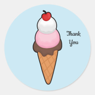 Ice Cream Sweet Custom Text  Classic Round Sticker
