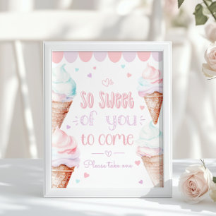 Ice cream Sweet of you to come birthday pastel Poster
