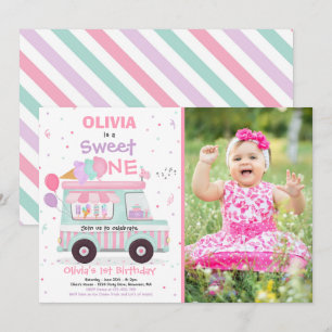 Ice Cream Sweet One Birthday Ice Cream Truck Invit Invitation