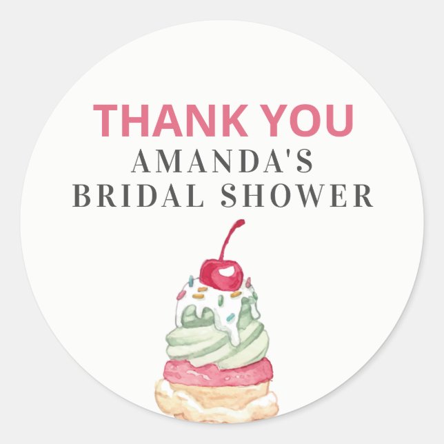 Ice cream Thank you favour Classic Round Sticker (Front)