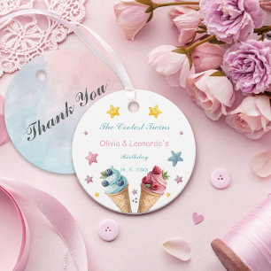 Ice Cream The Coolest Twins Birthday Party Favour Tags