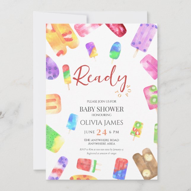 Ice cream theme baby shower  invitation (Front)