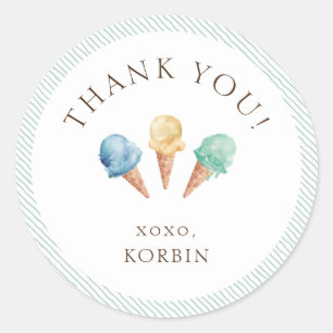 Ice Cream Theme Thank You Classic Round Sticker