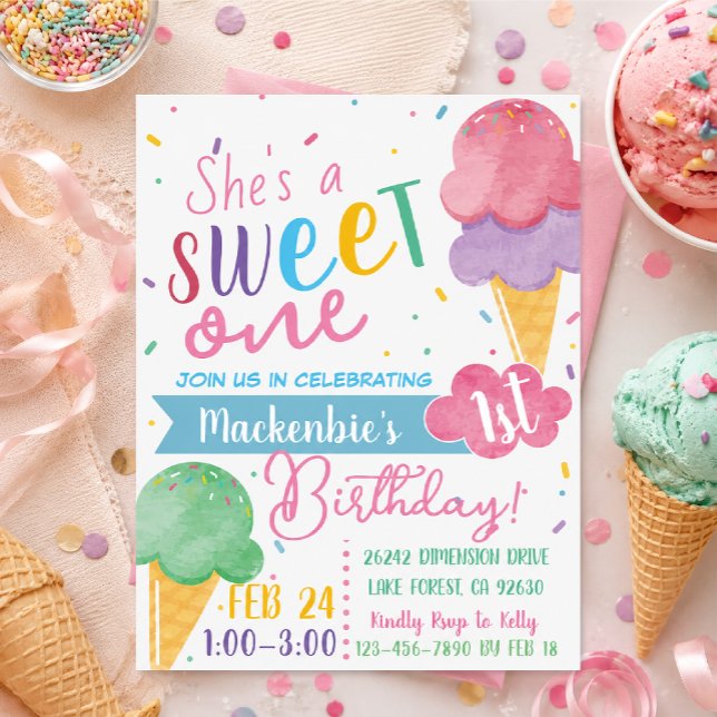 Ice cream themed 1st birthday invitation (Creator Uploaded)