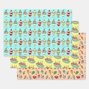 Ice Cream Themed Birthday    Wrapping Paper Sheet