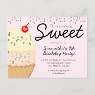 Ice Cream This is Going to Be Sweet Birthday Party Invitation Postcard