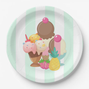 Ice Cream Trio Neopolitan Flavour Paper Plate