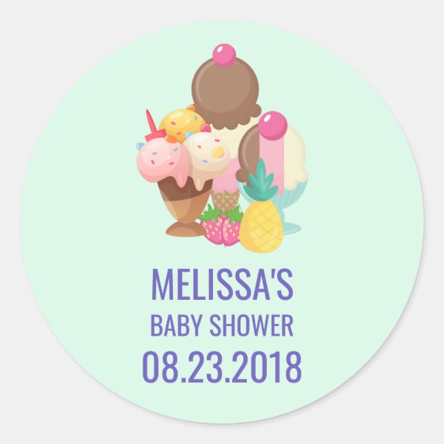 Ice Cream Trio Neopolitan Flavour Save the Date Classic Round Sticker (Front)