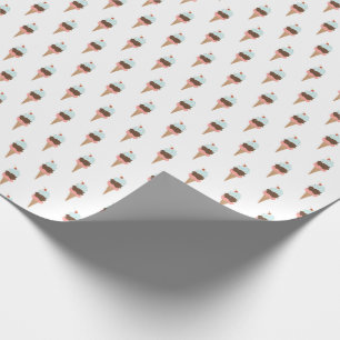 Ice cream triple scoop pink pattern gift wrap