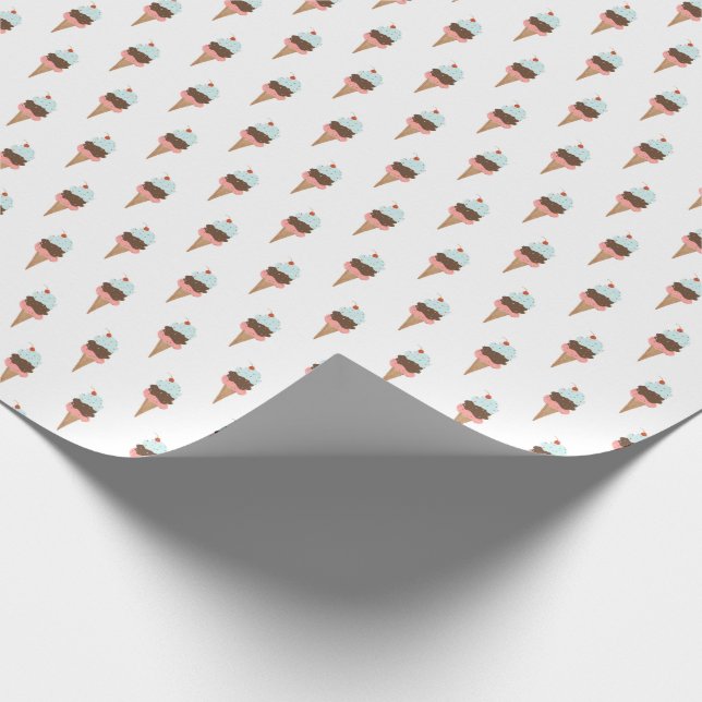 Ice cream triple scoop pink pattern gift wrap (Corner)