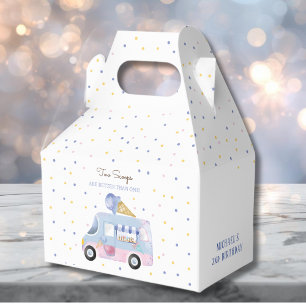 Ice cream truck 2 scoops second birthday favour box