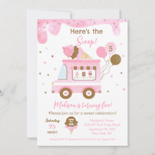 Ice Cream Truck 5th 4th Birthday Party Invitations