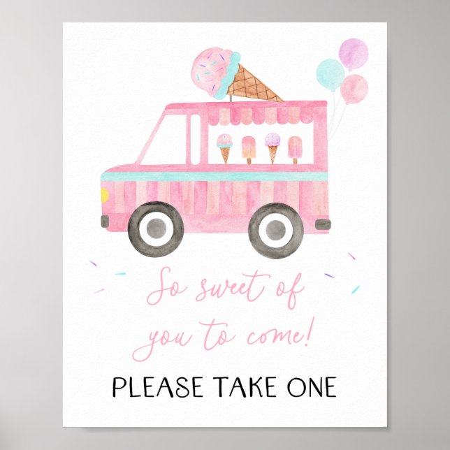 Ice Cream Truck Birthday Favour Sign (Front)