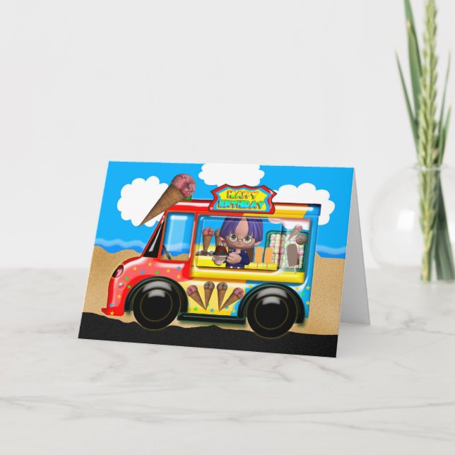 ice cream truck birthday greeting card (Front)