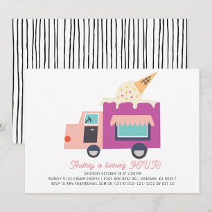 Ice Cream Truck  Birthday Invitation
