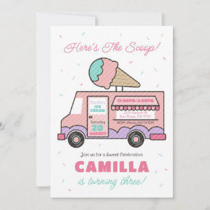 Ice Cream Truck Birthday Party Event Invitation