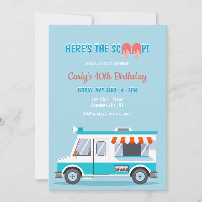 Ice Cream Truck Birthday Party Invitation (Front)
