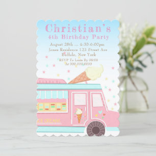 Ice Cream Truck Birthday Party Invitations 