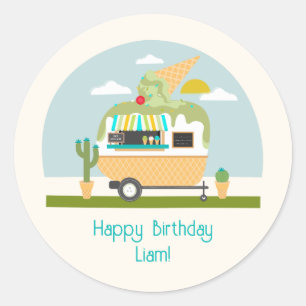Ice Cream Truck Camper Boys Birthday Classic Round Sticker